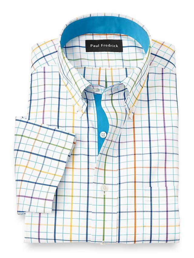 Slim Fit Comfort Stretch Non-iron Tattersall Dress Shirt With Contrast Trim Product Image