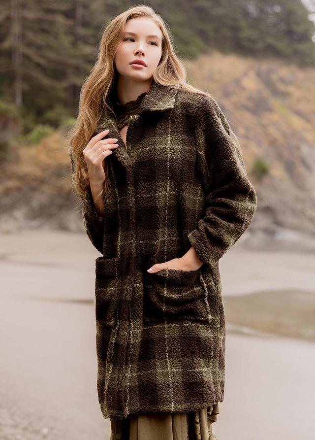 Gertie Coat in Olive Plaid Product Image