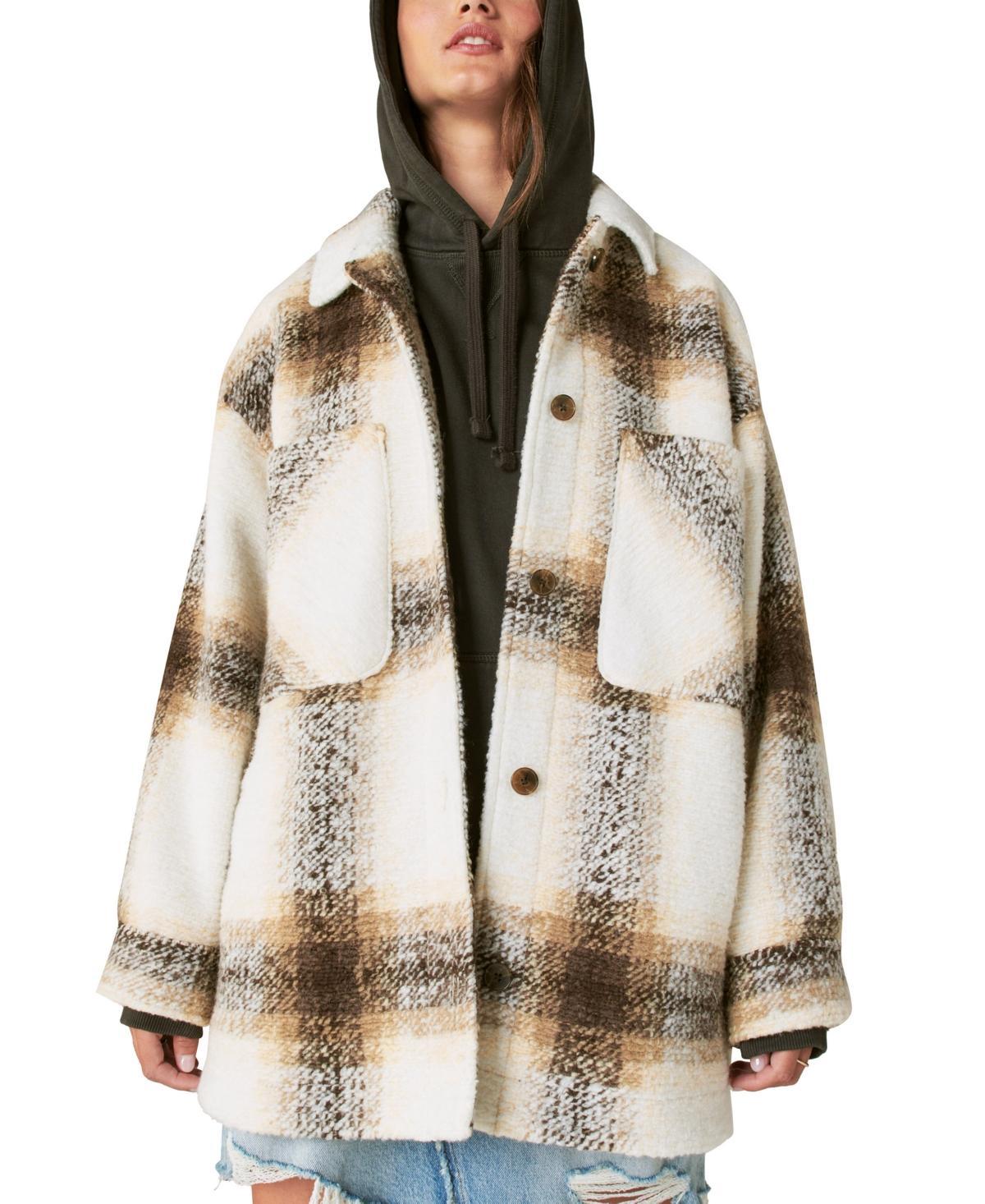 Lucky Brand Womens Oversized Plaid Shirt Jacket Product Image