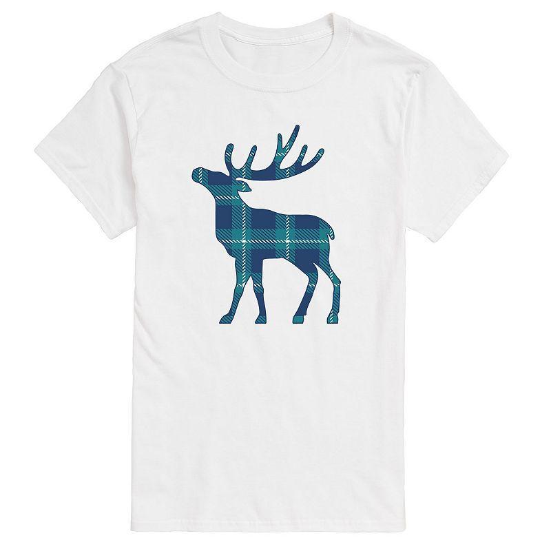 Big & Tall Navy Plaid Deer Tee, Mens Product Image