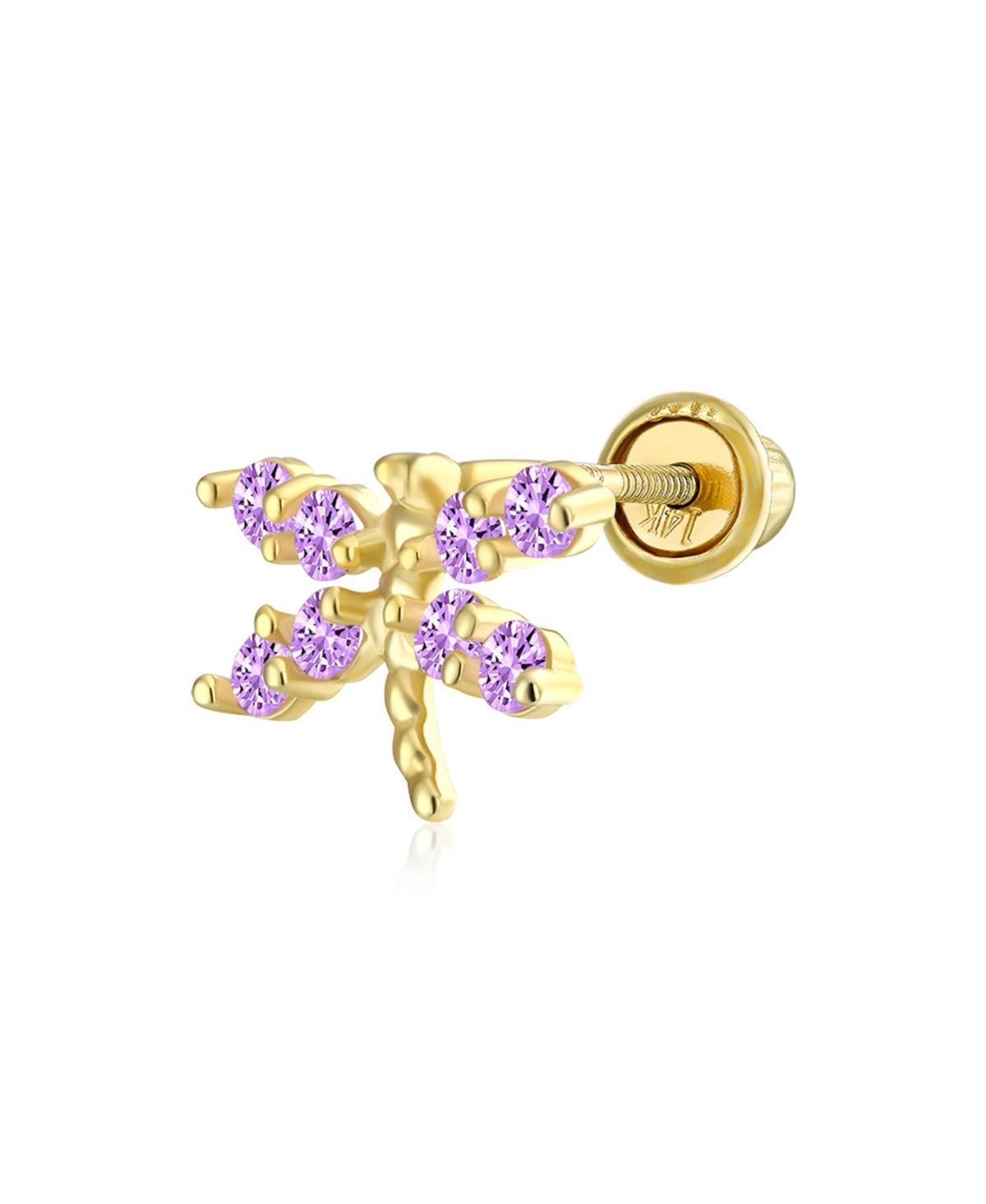 Bling Jewelry Tiny14K Gold Purple Helix Cartilage Ear Lobe Piercing Daith Dragonfly Firefly Butterfly 1 Piece Stud Earring For Women Scre Product Image