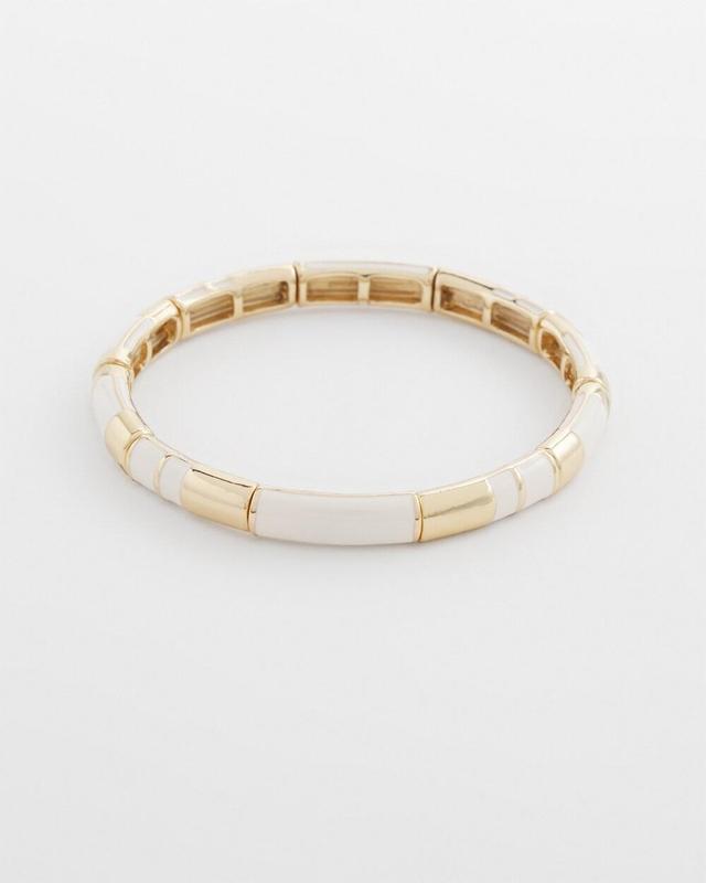 White Colorblock Stretch Bracelet Product Image