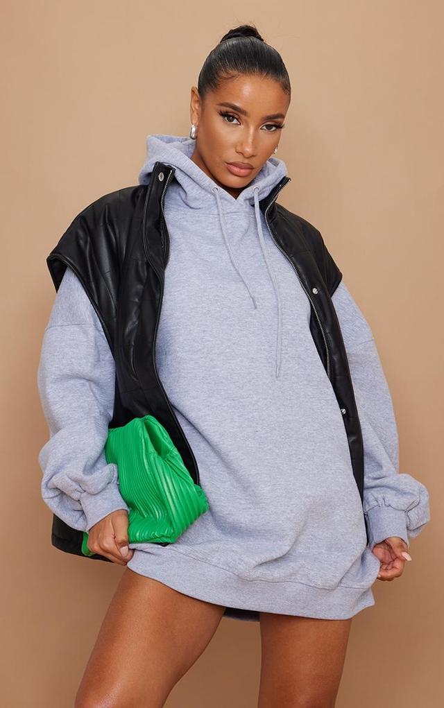 Grey Marl Oversized Hooded Sweatshirt Dress Product Image