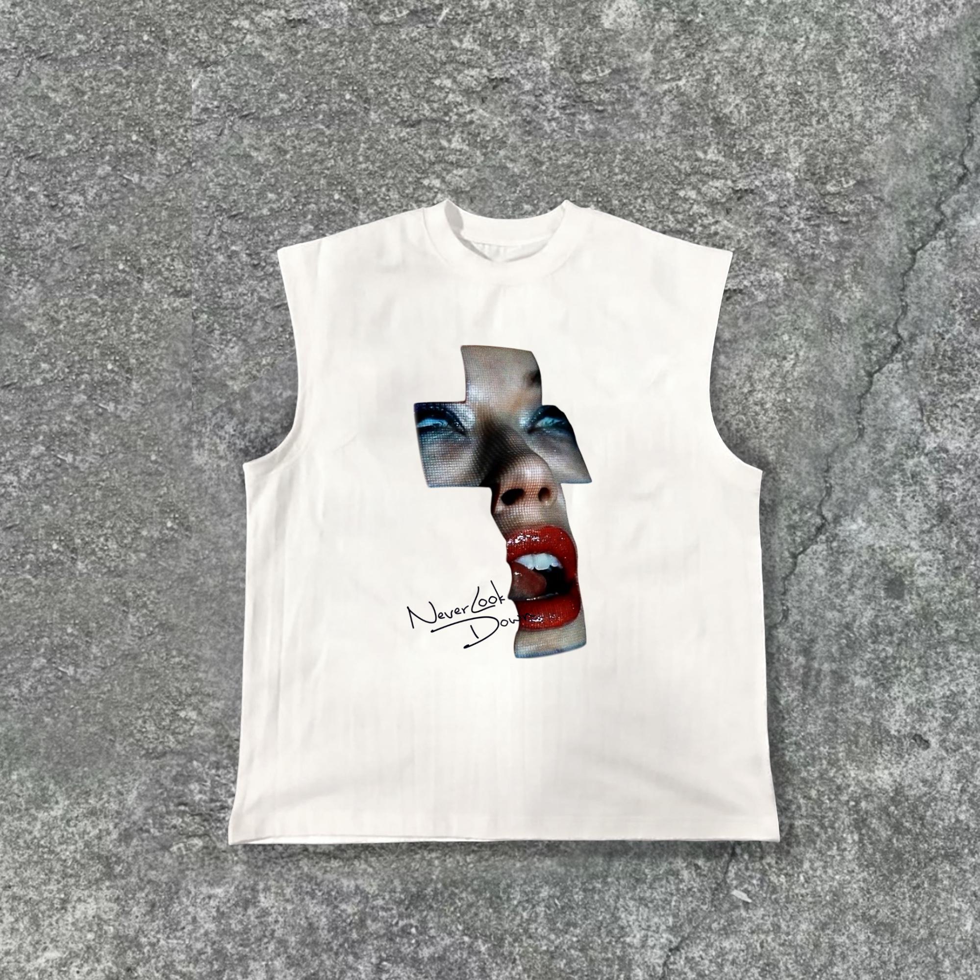 Sopula Christianity & Cross - Red Lip Women's Print Pattern Cotton Tank Top Product Image