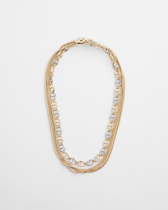 Chico's MagneticMix Multi Chain Necklace   Chico's - Mixed Metals - Women Product Image