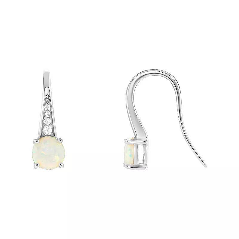 PRIMROSE Sterling Silver White Opal & Cubic Zirconia Drop Earrings, Womens Product Image