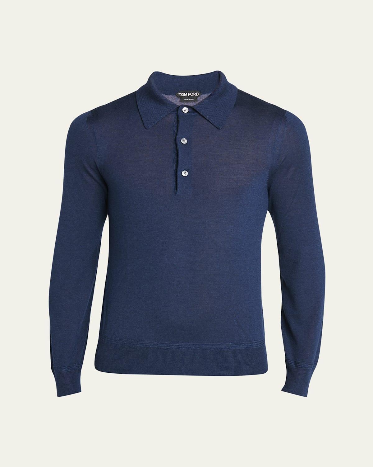 Mens Cashmere-Silk Polo Sweater Product Image