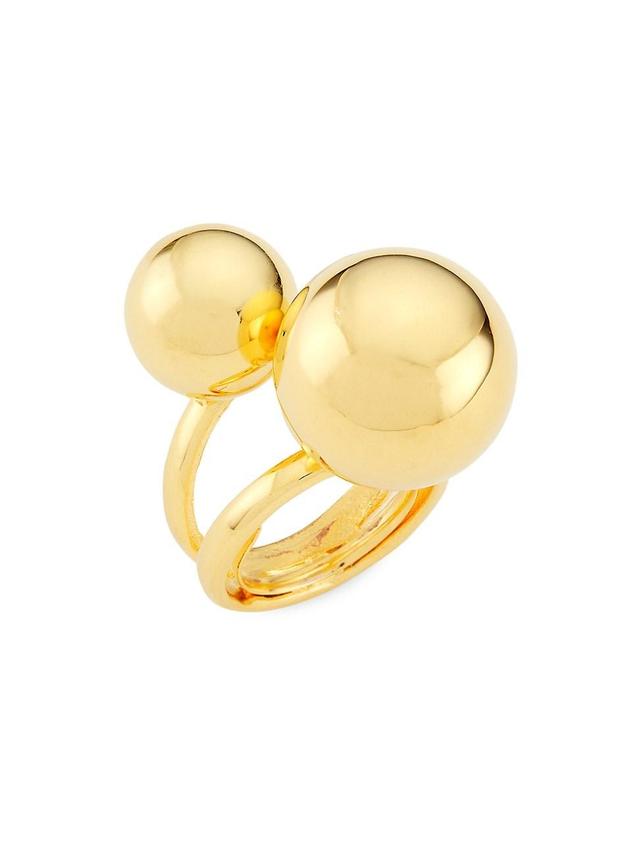 Womens 22K-Gold-Plated Double-Sphere Ring Product Image