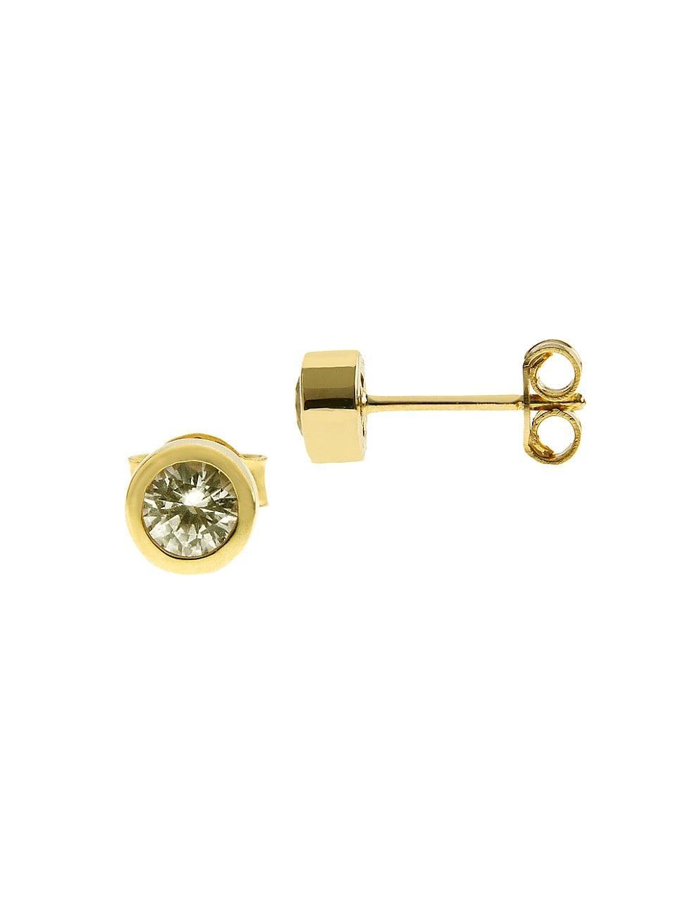 Womens Les Bonbons 14K Yellow Gold & White Quartz Stud Earring Product Image