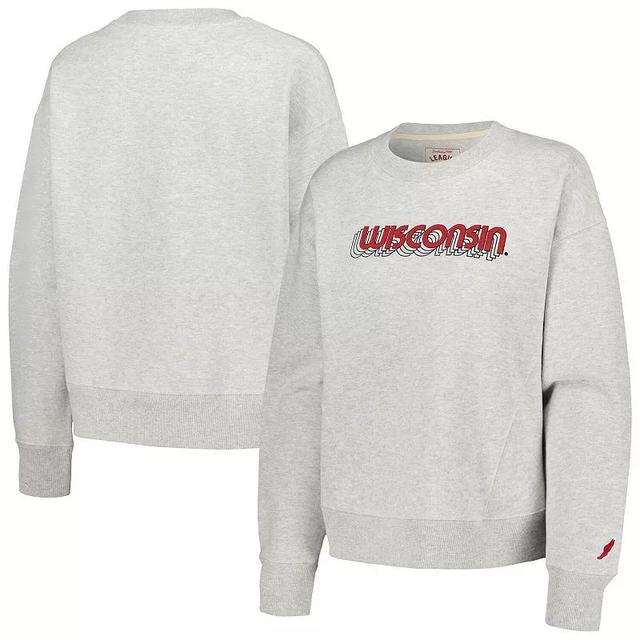 Womens League Collegiate Wear Ash Wisconsin Badgers Boxy Pullover Sweatshirt Product Image