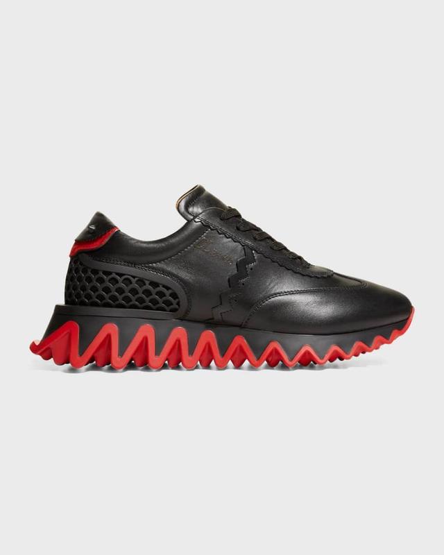 Men's Loubishark Flat Leather Red-Sole Runner Sneakers Product Image