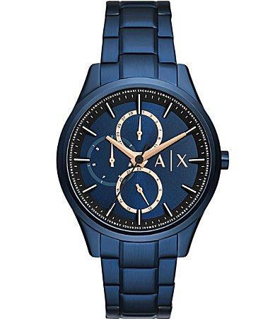 Armani Exchange Mens Dante Multifunction Blue Tone Stainless Steel Bracelet Watch Product Image