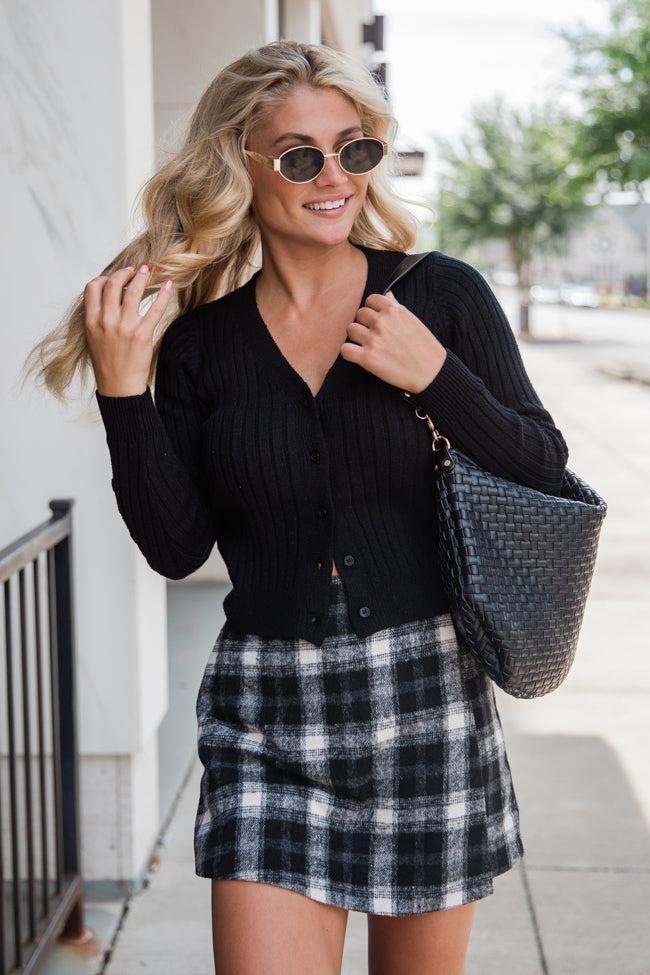 What You Needed Black Ribbed Cardigan Product Image