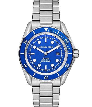 Michael Kors Mens Maritime Silver Three-Hand Date Stainless Steel Bracelet Watch Product Image