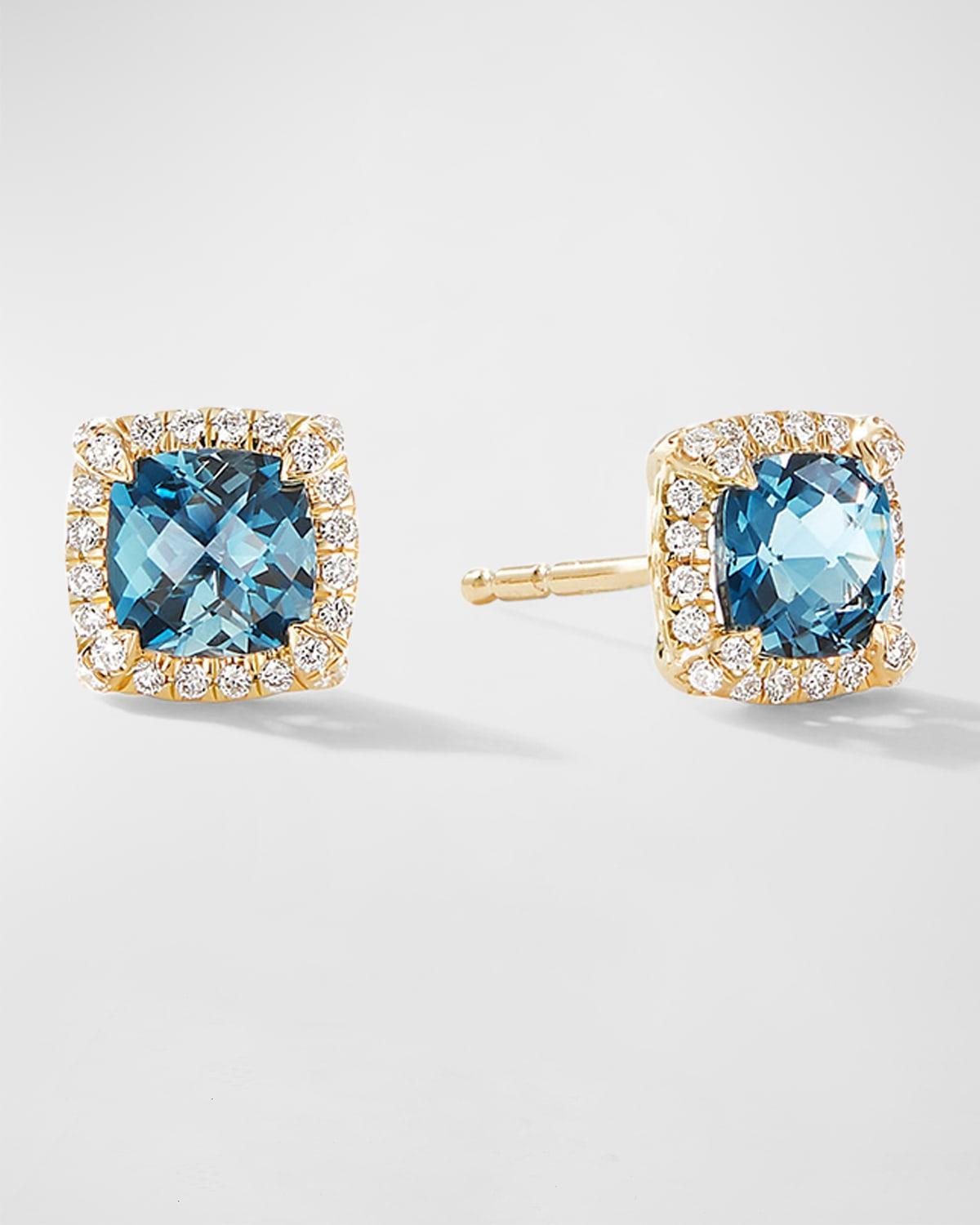 Womens Petite Chatelaine Pav Bezel Stud Earrings in 18K Yellow Gold with Diamonds Product Image