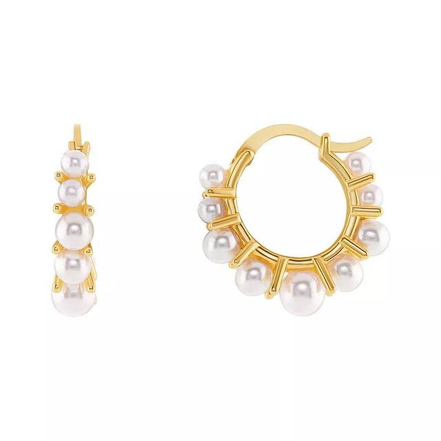 Emberly Gold Tone Simulated Pearl Graduated Huggie Hoop Earrings, Womens, Yellow Gold Tone Product Image