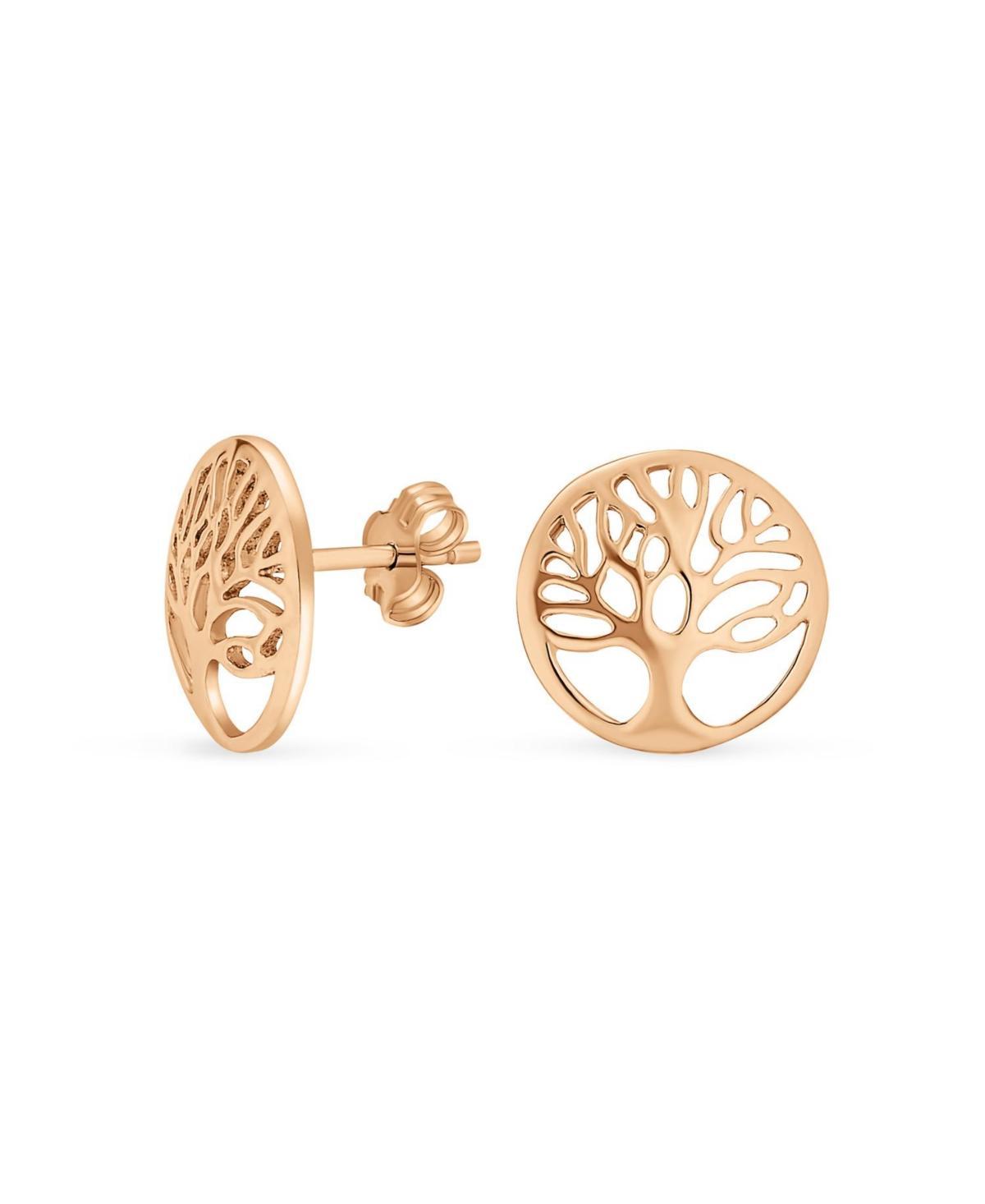 Bling Jewelry Small Round Circle Family Tree Of Life Stud Earrings For Women Nature Wishing Tree Sterling Silver Product Image