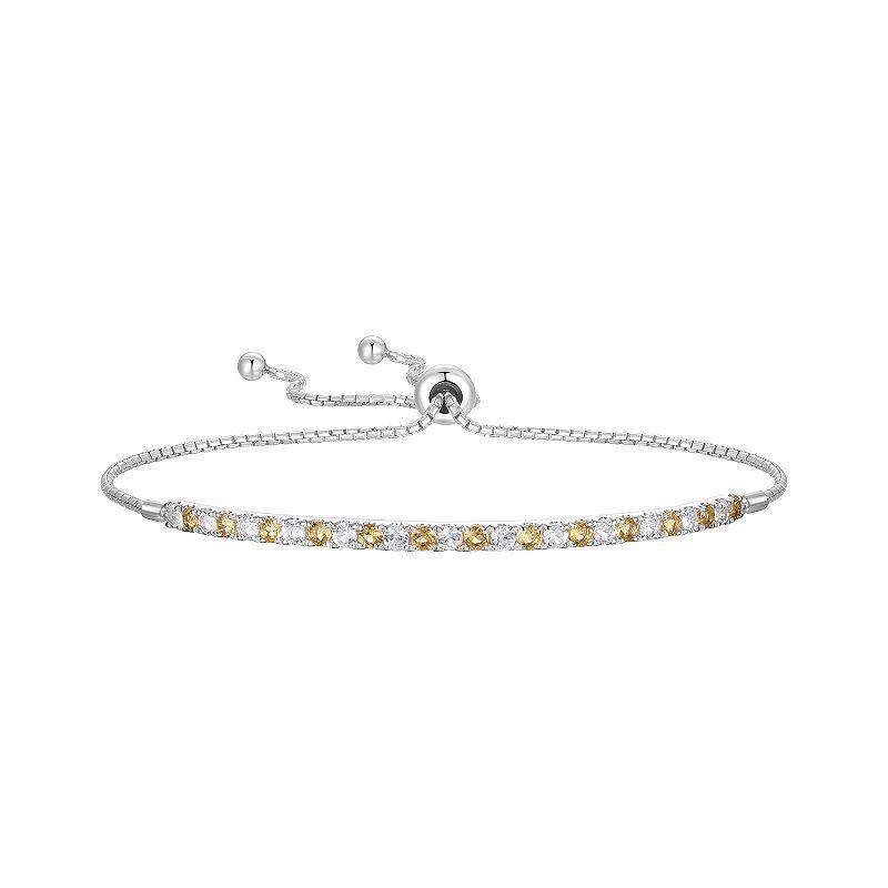 Sterling Silver Citrine & Lab-Created White Sapphire Bracelet, Womens Product Image