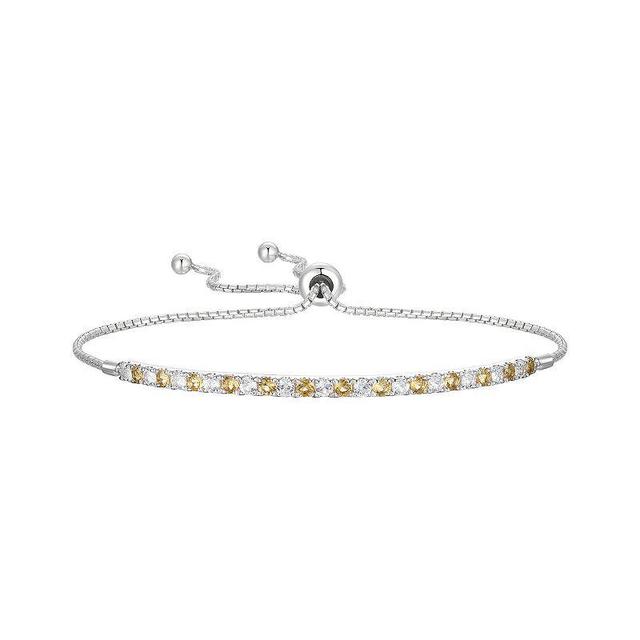 Sterling Silver Citrine & Lab-Created White Sapphire Bracelet, Womens Product Image