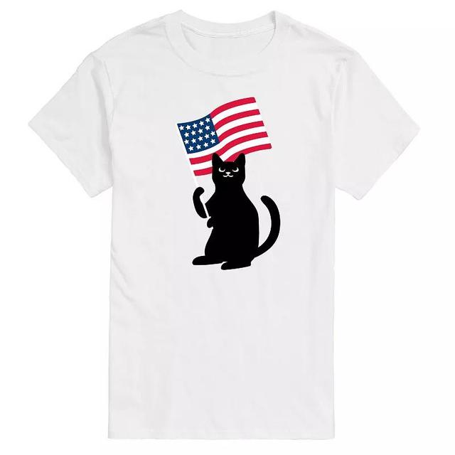 Mens Black Cat With Flag Graphic Tee Product Image