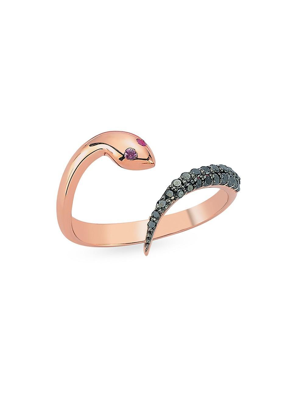 Womens Eve 14K Rose Gold, 0.24 TCW Diamond, & Ruby Serpent Ring Product Image