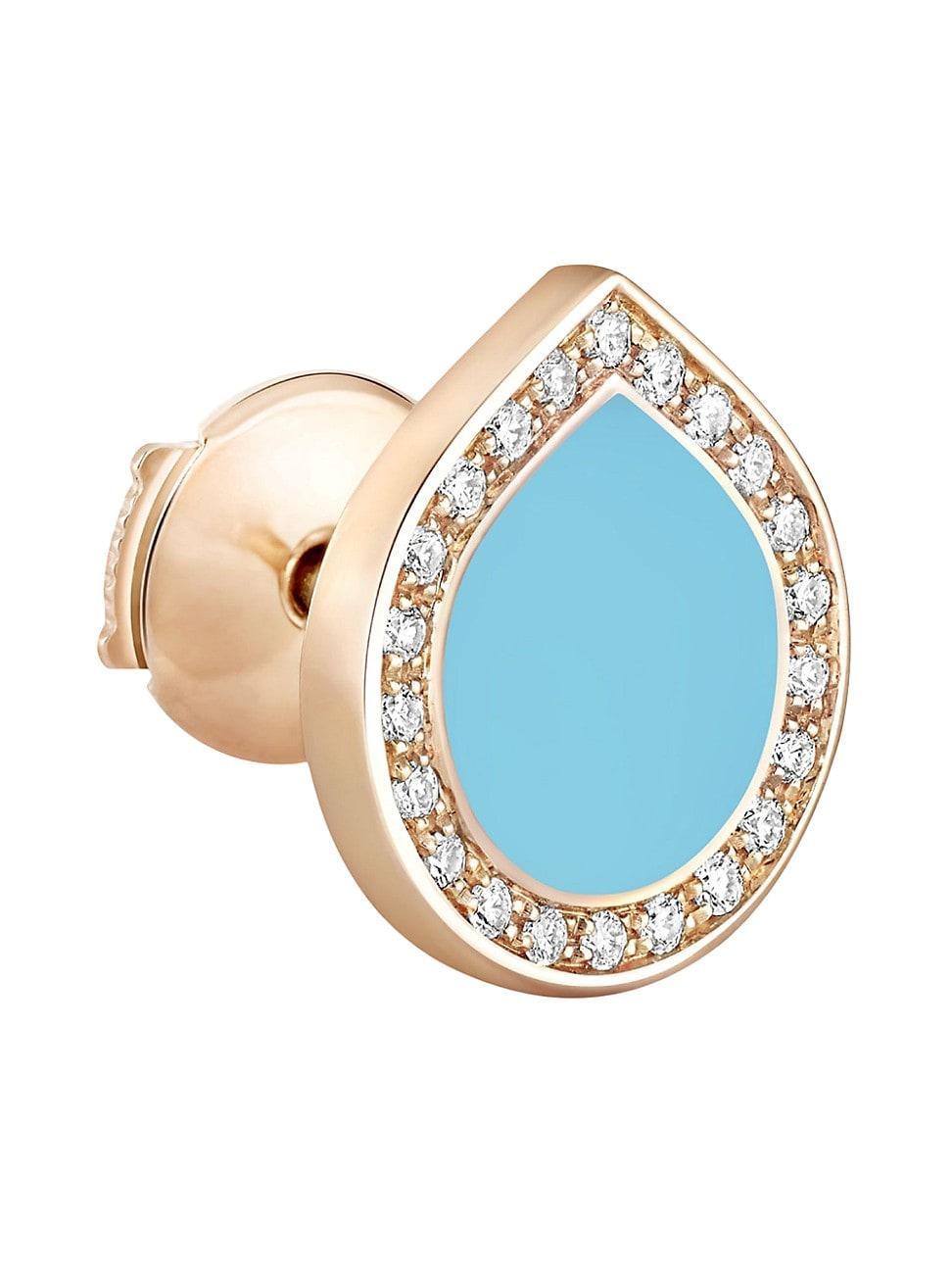 Womens Antifer 18K Rose Gold, Turquoise & 0.08 TCW Diamond Single Stud Earring Product Image