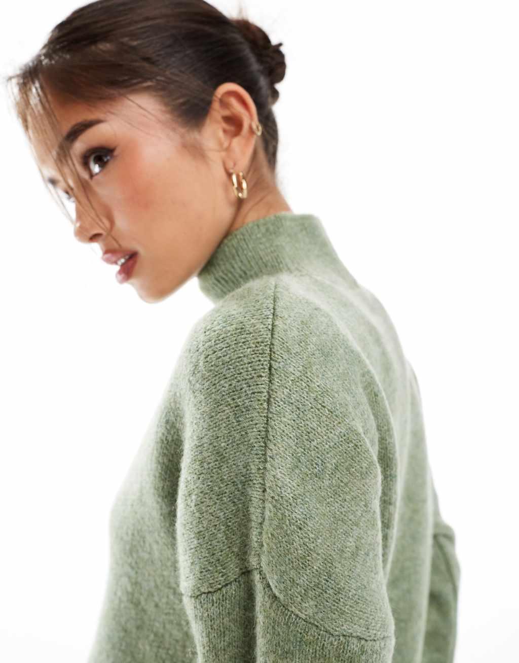 ASOS DESIGN knit gathered sweater in pistachio Product Image