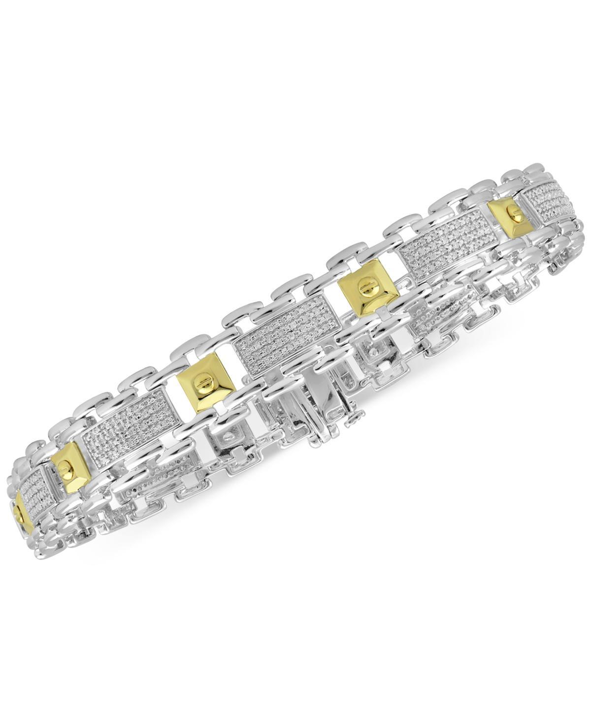 Mens Diamond Two-Tone Bracelet (1/2 ct. t.w.) in Sterling Silver & 18k Gold-Plate Product Image