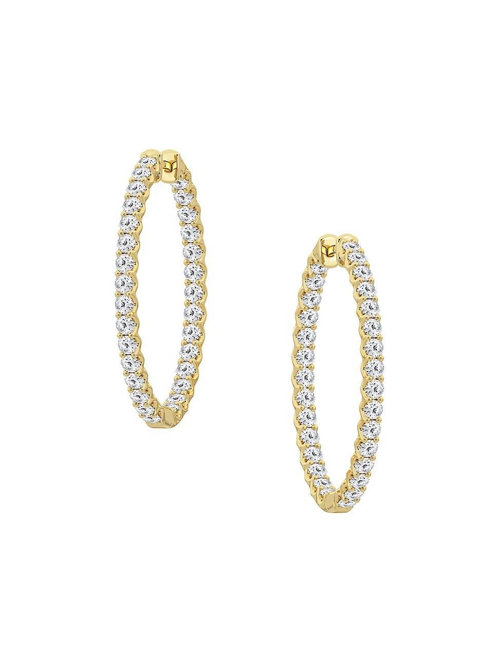 Womens 14K Yellow Gold & 4 TCW Diamond Inside-Out Hoop Earrings Product Image