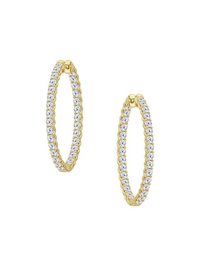 Womens 14K Yellow Gold & 4 TCW Diamond Inside-Out Hoop Earrings Product Image