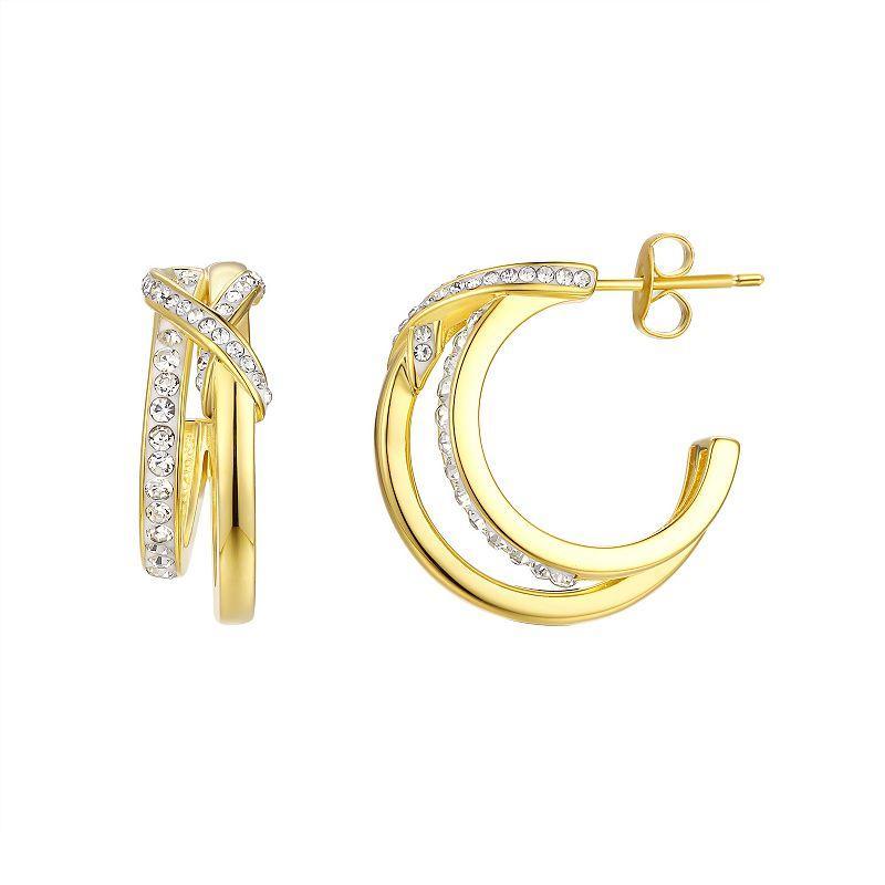 Chrystina Crystal Split Post C-Hoop Earrings, Womens, Gold Tone Product Image