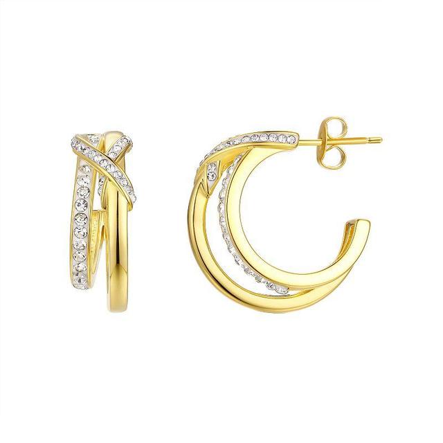 Chrystina Crystal Split Post C-Hoop Earrings, Womens, White Product Image