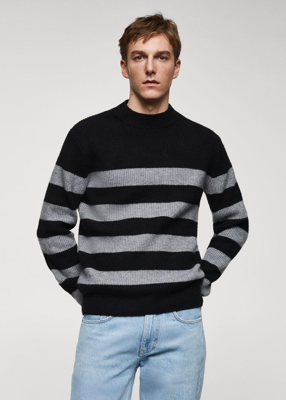 Mango Mens Striped Perkins Collar Sweater Product Image