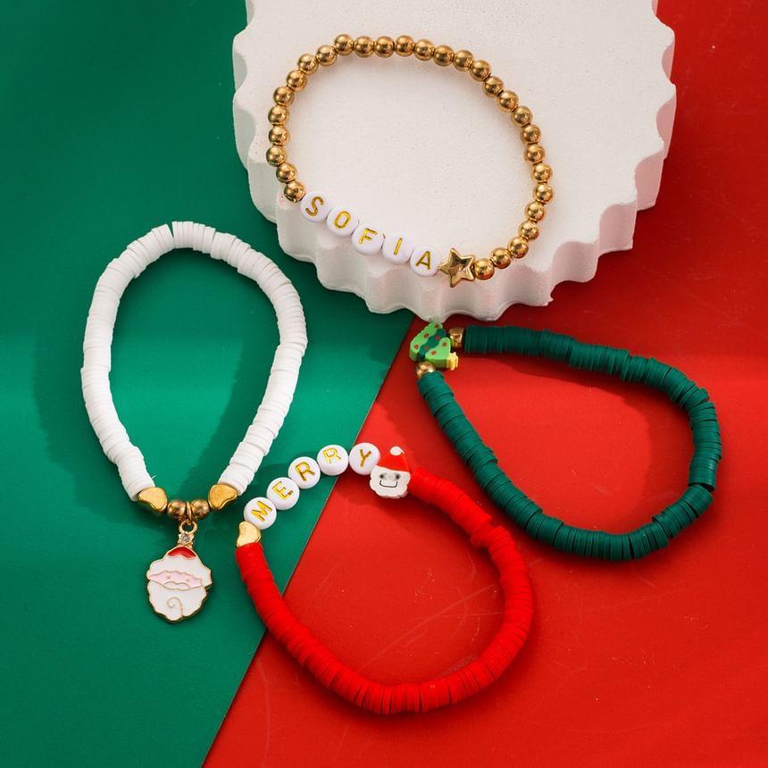 Set of 4: Christmas Beaded Bracelet Product Image