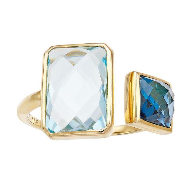 Jewelmak 14k Gold London Blue Topaz & Sky Blue Topaz Ring, Womens Product Image