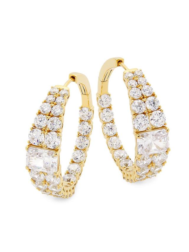 Womens Mesmerize 18K Gold-Plated & Cubic Zirconia Hoop Earrings Product Image