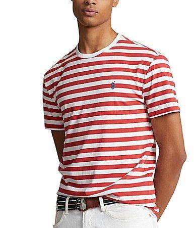 Polo Ralph Lauren Classic Fit Striped Jersey Short Sleeve T-Shirt (Post /White) Men's Short Sleeve Knit Product Image