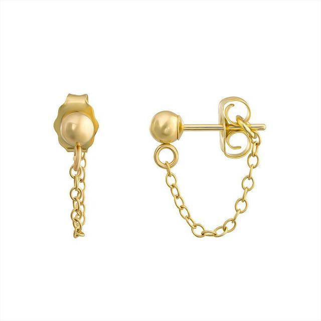 Forever 14K 14k Gold 3mm Ball & Chain Drop Earring, Womens Product Image