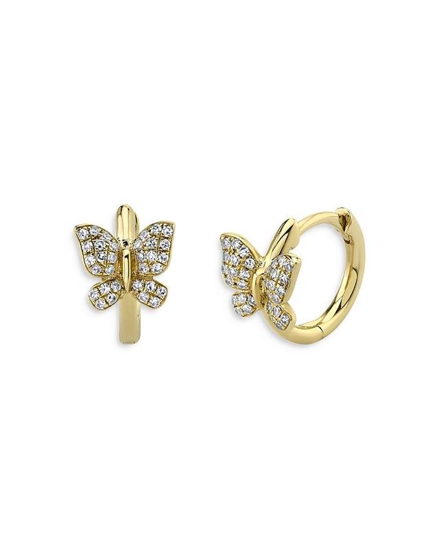 Moon & Meadow Diamond Butterfly Huggie Hoop Earrings in 14K Yellow Gold, 0.14 ct. t.w. - 100% Exclusive - Female Product Image