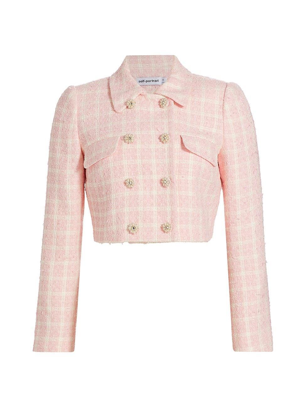 Womens Boucl Check Crop Jacket Product Image