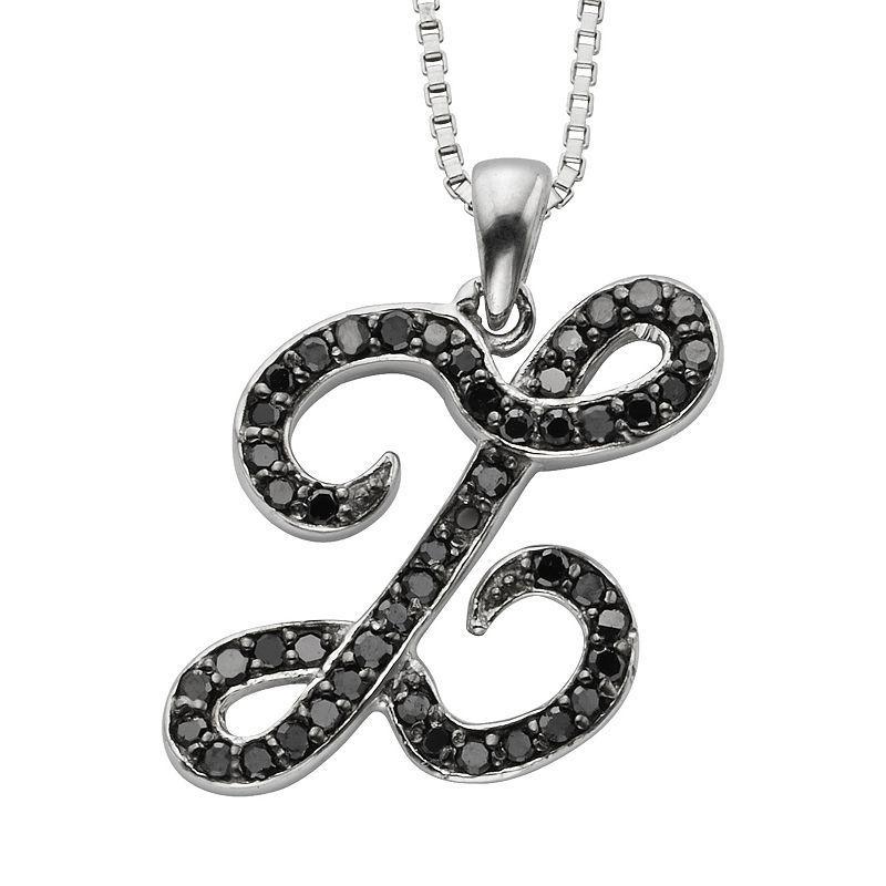 Jewelexcess Sterling Silver 1/4-ct. T.W. Black Diamond Initial Pendant, Womens Product Image