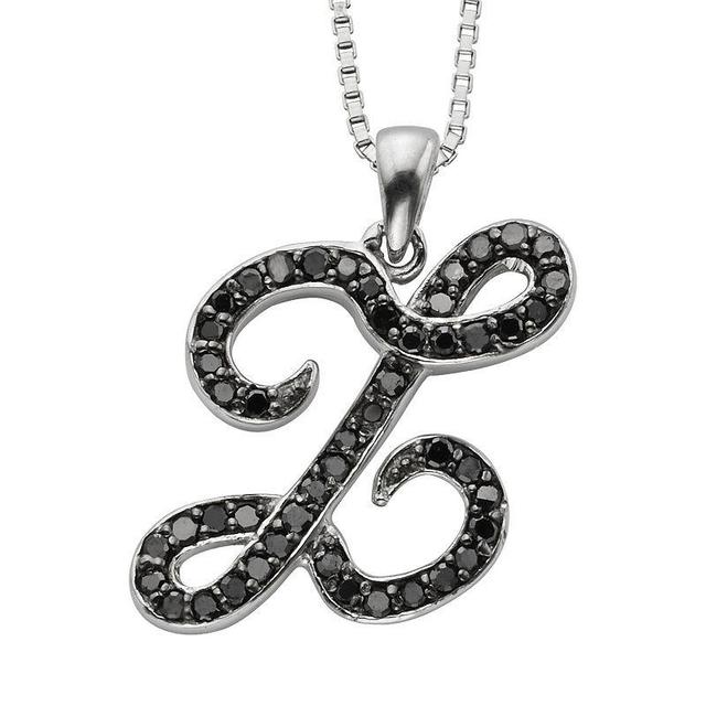 Sterling Silver Necklace, Black Diamond U Initial Pendant (1/4 ct. t.w.) Product Image