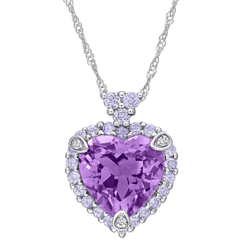 Stella Grace 10k White Gold Amethyst, Tanzanite & Diamond Accent Heart Pendant Necklace, Womens Product Image