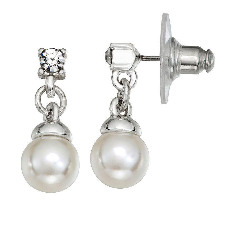 Simply Vera Vera Wang Silver Tone Pearl Drop Earrings, Womens Product Image