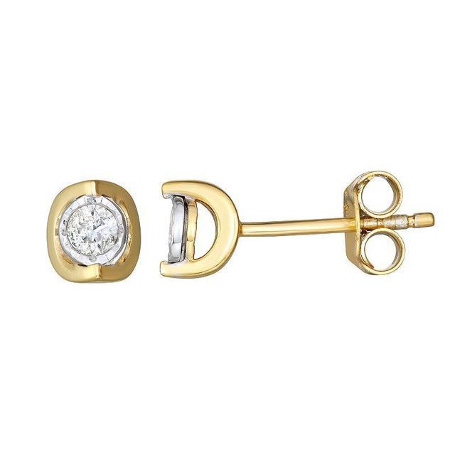 Sterling Silver 1/5 Carat T.W. Diamond Bezel Stud Earrings, Womens, Yellow Gold Tone Product Image