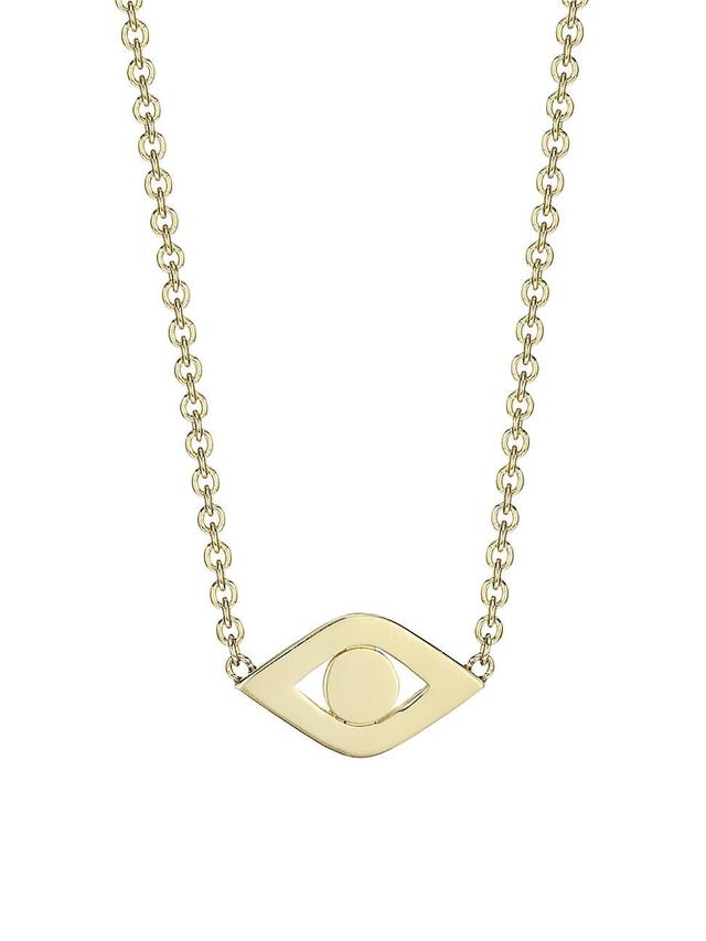 Womens 14K Yellow Gold Large Pure Evil Eye Necklace Product Image