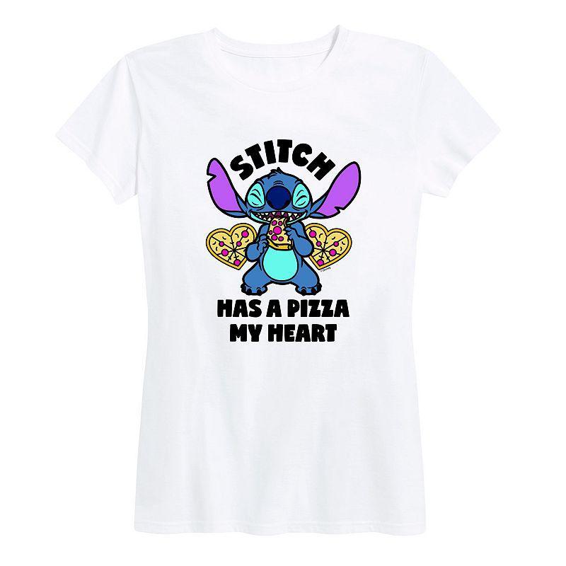 Disneys Lilo & Stitch Womens Pizza My Heart Graphic Tee Product Image