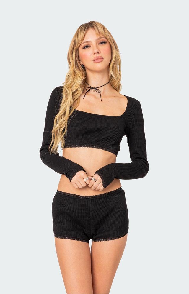 Edikted Women's Grwm Waffle Crop Top Product Image