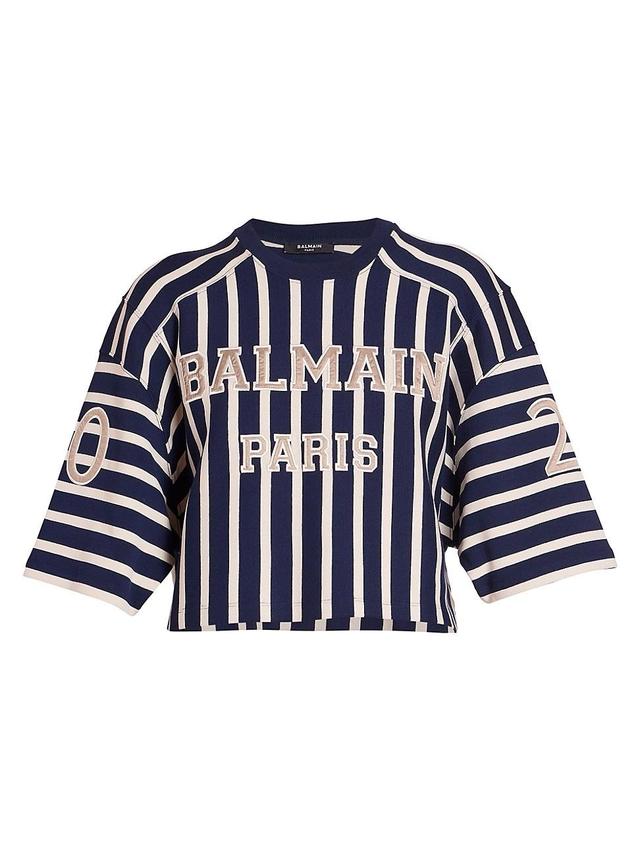 Womens Balmain Baseball Crop T-Shirt Product Image