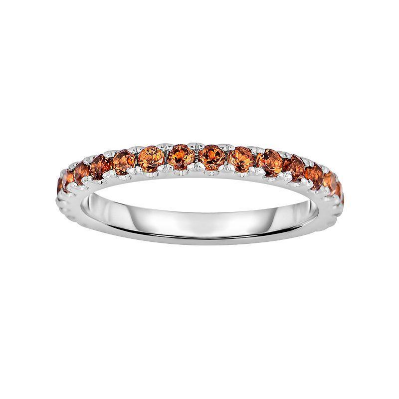 Oro Leoni Sterling Silver Citrine Eternity Ring, Womens Yellow Product Image